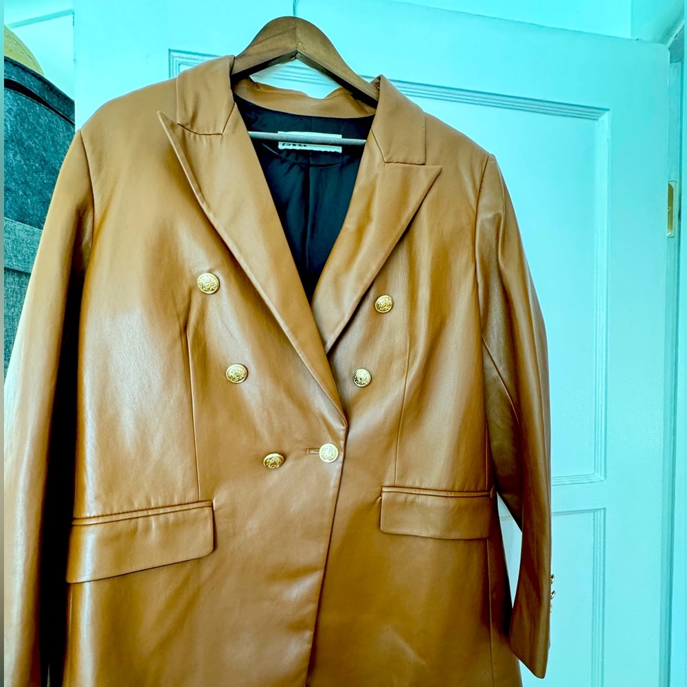 Gorgeous Faux Leather Zara Blazer with unique buttons